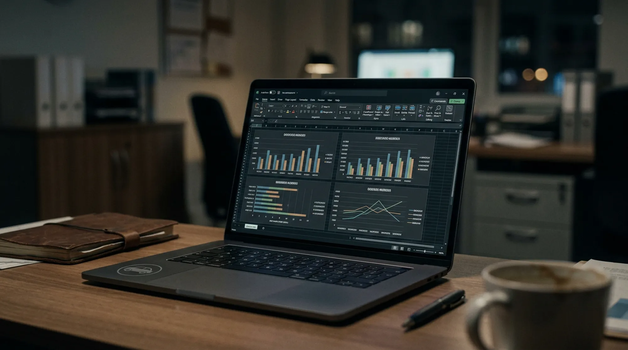 Laptop z danymi i motoryzacyjnym kontekstem edukacyjnym